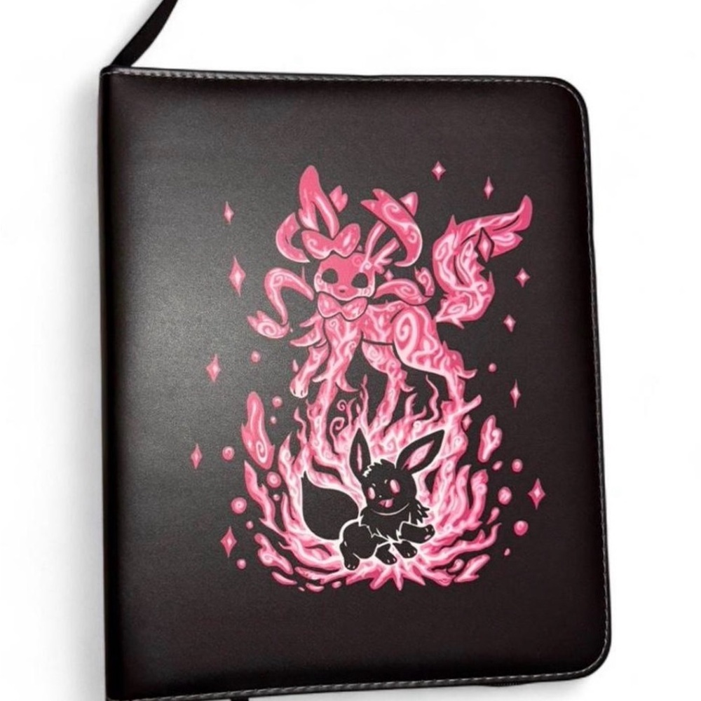 Black and Pink Eevee binder w/ 9 page pockets